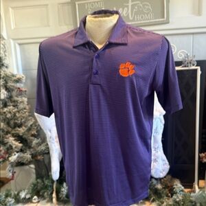 Clemson Purple Striped Men's Polo Shirt